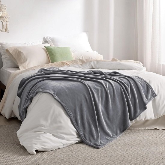 Fleece Throw Blanket for Couch Grey - Lightweight Plush Fuzzy Cozy Soft Blankets and Throws for Sofa, 50x60 inches